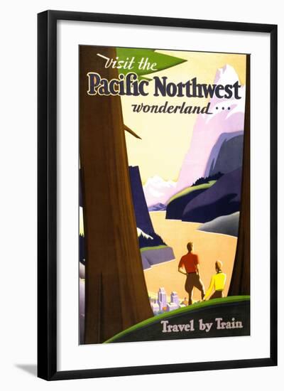 "Visit the Pacific Northwest wonderland," Vintage Travel Poster-Piddix-Framed Art Print