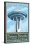 Visit the Space Needle, Seattle, Washington-Lantern Press-Stretched Canvas