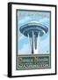 Visit the Space Needle, Seattle, Washington-Lantern Press-Framed Art Print