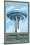 Visit the Space Needle, Seattle, Washington-Lantern Press-Mounted Art Print