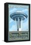 Visit the Space Needle, Seattle, Washington-Lantern Press-Framed Stretched Canvas