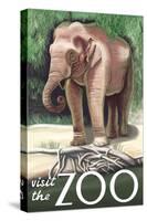 Visit the Zoo, Asian Elephant-Lantern Press-Stretched Canvas