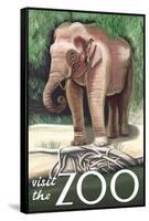 Visit the Zoo, Asian Elephant-Lantern Press-Framed Stretched Canvas