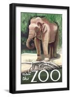 Visit the Zoo, Asian Elephant-Lantern Press-Framed Art Print