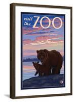 Visit the Zoo, Bear and Cub-Lantern Press-Framed Art Print