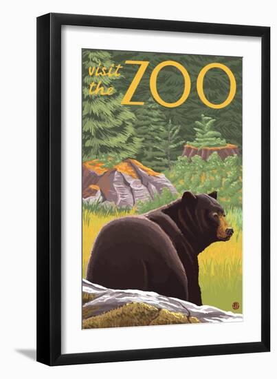 Visit the Zoo, Bear in the Forest-Lantern Press-Framed Art Print