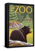 Visit the Zoo, Bear in the Forest-Lantern Press-Framed Stretched Canvas