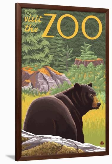 Visit the Zoo, Bear in the Forest-Lantern Press-Framed Art Print