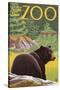 Visit the Zoo, Bear in the Forest-Lantern Press-Stretched Canvas