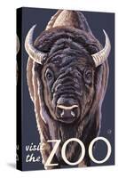 Visit the Zoo, Bison Up Close-Lantern Press-Stretched Canvas
