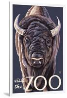 Visit the Zoo, Bison Up Close-Lantern Press-Framed Art Print