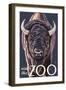 Visit the Zoo, Bison Up Close-Lantern Press-Framed Art Print