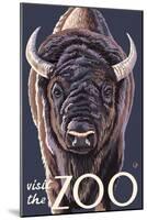 Visit the Zoo, Bison Up Close-Lantern Press-Mounted Art Print