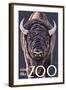 Visit the Zoo, Bison Up Close-Lantern Press-Framed Art Print