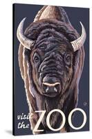 Visit the Zoo, Bison Up Close-Lantern Press-Stretched Canvas