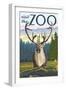 Visit the Zoo, Caribou Front View-Lantern Press-Framed Art Print