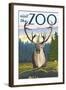 Visit the Zoo, Caribou Front View-Lantern Press-Framed Art Print