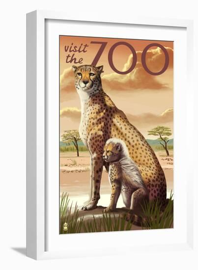 Visit the Zoo, Cheetah View-Lantern Press-Framed Art Print