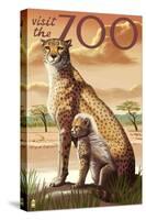 Visit the Zoo, Cheetah View-Lantern Press-Stretched Canvas