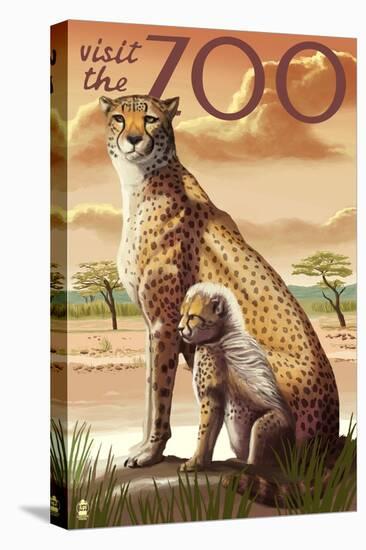 Visit the Zoo, Cheetah View-Lantern Press-Stretched Canvas