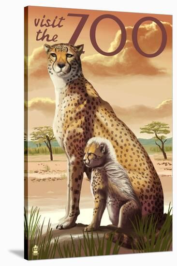 Visit the Zoo, Cheetah View-Lantern Press-Stretched Canvas