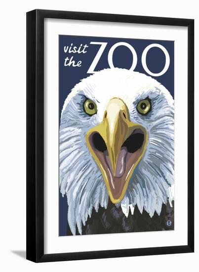 Visit the Zoo, Eagle Up Close-Lantern Press-Framed Art Print