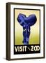 Visit the Zoo - Elephant Charging-Lantern Press-Framed Art Print