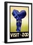 Visit the Zoo - Elephant Charging-Lantern Press-Framed Art Print