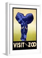 Visit the Zoo - Elephant Charging-Lantern Press-Framed Art Print