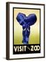 Visit the Zoo - Elephant Charging-Lantern Press-Framed Art Print