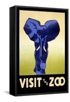 Visit the Zoo - Elephant Charging-Lantern Press-Framed Stretched Canvas