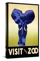 Visit the Zoo - Elephant Charging-Lantern Press-Stretched Canvas