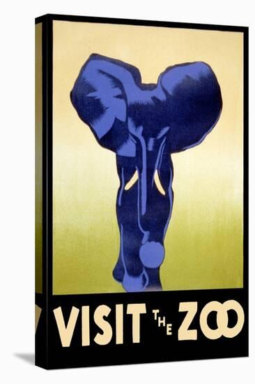 Visit the Zoo - Elephant Charging-Lantern Press-Stretched Canvas