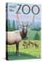 Visit the Zoo, Elk and Herd-Lantern Press-Stretched Canvas