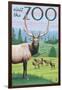 Visit the Zoo, Elk and Herd-Lantern Press-Framed Art Print