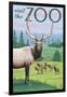 Visit the Zoo, Elk and Herd-Lantern Press-Framed Art Print