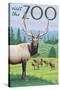 Visit the Zoo, Elk and Herd-Lantern Press-Stretched Canvas