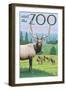 Visit the Zoo, Elk and Herd-Lantern Press-Framed Art Print