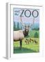 Visit the Zoo, Elk and Herd-Lantern Press-Framed Art Print