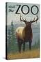 Visit the Zoo, Elk Solo-Lantern Press-Stretched Canvas