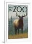 Visit the Zoo, Elk Solo-Lantern Press-Framed Art Print