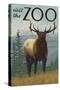 Visit the Zoo, Elk Solo-Lantern Press-Stretched Canvas