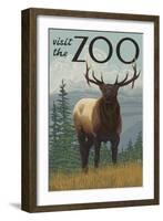 Visit the Zoo, Elk Solo-Lantern Press-Framed Art Print