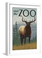 Visit the Zoo, Elk Solo-Lantern Press-Framed Art Print