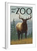 Visit the Zoo, Elk Solo-Lantern Press-Framed Art Print