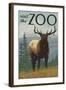 Visit the Zoo, Elk Solo-Lantern Press-Framed Art Print