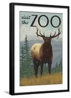 Visit the Zoo, Elk Solo-Lantern Press-Framed Art Print