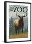 Visit the Zoo, Elk Solo-Lantern Press-Framed Art Print