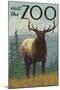 Visit the Zoo, Elk Solo-Lantern Press-Mounted Art Print