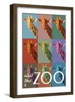 Visit the Zoo, Giraffe as Pop Art-Lantern Press-Framed Art Print